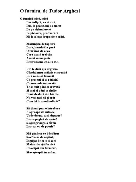 tudor arghezi o furnica poem